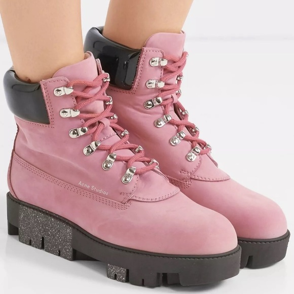 Acne Studios Pink TELDE Calfskin THICK Lug Sole Boot, Size 39/9, EUC, $950, MINT - Picture 1 of 10